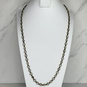 Chico's Clear Rhinestone and Gold Tone Station Necklace